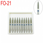 10 tk Dental Diamond FG kiired puurid hambaarstile FO-21 poleerimiseks ja silumiseks FO-21 sinine
