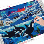 Teemantmaaling T&auml;isringi kandiline loomakala DIY Teemanttikandid Ristpistes Pingviini Mosaiik M&uuml;&uuml;k K&auml;sitsi valmistatud kingitus Full Round (20X30CM)