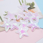50 tk 40 mm polsterdatud AB White Star Applique Flatback Scrapbooking Ornamnet plaastrid Aksessuaarid DIY k&auml;sit&ouml;&ouml;tarbed valge