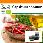 SAFLAX - Aed kotis - Orgaaniline - Kuum t&scaron;illipipar - De Cayenne Long Slim - 10 seemet - Substraadiga sobivas p&uuml;stises kotis - Capsicum annuum