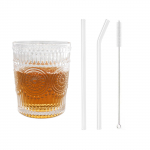 Reljeefne kruus 10 untsi klaastass k&otilde;rrekomplektiga Igap&auml;evaseks kasutamiseks joogin&otilde;ud Retro mahl, jook Vein Tee Piim Kohvitass Klaasn&otilde;ud 1pcs with straw set