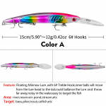 15,2 cm ujuv veepeibutis peibutis plastikust k&otilde;va s&ouml;&ouml;t magevee bass Take All s&ouml;&ouml;t 12,55 g Minnow
