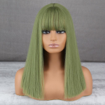 MISS WIG Naiste pikk roheline s&uuml;nteetiline kuumuskindel kiust sirge parukas tukkidega Lolita Hair Cosplay Natural parukas