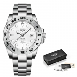 LIGE Simple Fashion meeste k&auml;ekellad Sport Quartz k&auml;ekellad Luksuslik roostevabast terasest kell helendav veekindel k&auml;ekell valge/h&otilde;be