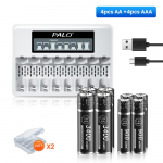 PALO 1,5 V AAA AA laetav liitiumaku + akulaadija valge