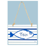Les Tr&eacute;sors De Lily [R6518] &ndash; metallist uksesilt  Fish  sinine ja valge (vann) - 12x9 cm sinine