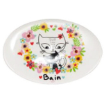 Les Tr&eacute;sors De Lily [R6766] - Plaque de porte c&eacute;ramique 'Chats' multicolore (Bain) - 12x8 cm mitmev&auml;rviline