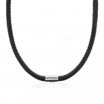 4/6/7MM meeste must punutud nahast n&ouml;&ouml;r roostevabast terasest kaelakee magnetklamber 45cm-7mm must