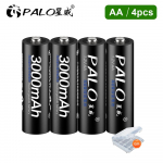 PALO 1,2 V NIMH AA laetav aku 3000 mAh madala iset&uuml;hjenemisega HR6 AA NI-MH aku kaamera m&auml;nguautole + aku&uuml;mbris must
