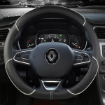 PU nahast auto roolikate Renault Scenic Clio Laguna 2 3 4 5 Kangoo Fluence Megane Trafic Talisman Twingo jaoks D shape white