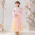 T&uuml;druk Hanfu iidne kost&uuml;&uuml;m lapsed Hiina stiilis v&auml;ikese t&uuml;druku kleit Tang kleit printsessi seelik rahvariided lapsed S