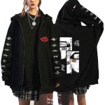 Jaapan Anime Pusad S&uuml;gis S&uuml;gis Meeste Mantlid Jakid Pusad Multikad Tr&uuml;kitud Uchiha Sasuke Manga T&otilde;mblukuga kapuutsid Kardigan T&auml;navar&otilde;ivad T&otilde;mblukuga topid S must