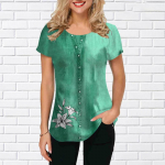 Suvised naiste T-s&auml;rgid R&otilde;ivad 3D lilledega tr&uuml;kkimine Moodsad l&uuml;hikeste varrukatega T-s&auml;rgid Harajuku Topid Vabaaja suured naiste T-s&auml;rgid 6XL
