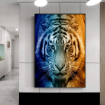 Moodne loomade l&otilde;uendi maalimine Tiigri peegeldusplakatid ja -tr&uuml;kised Seinapildid Cuadrose elutoa kodukaunistus Ilma raamita 60cm&times;170cm NoFrame