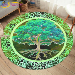 Elupuu Yggdrasil ruunimustriga &uuml;mmargune vaip Elupuu vikerkaaretr&uuml;kiga vaip Elutoa &uuml;mmargune matt Vikingi &uuml;mmargune vaip 60cm