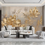 3D kaasaegne tapeet Hele Luksuslik Kuldlillede Kunst seinamaaling Elutuba Magamistoa Kodukaunistus Seinamaaling 620 cm(W) x 330 cm(H)
