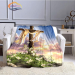Jeesus tekk Kristus Flanell Soojus Pehme Pl&uuml;&uuml;s Diivanvoodi Viskav tekk Neitsi Maarja ja Jeesus seeria religioosne tekk 150x200cm
