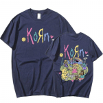 Korn Cartoon Rock Band Music albumi T-s&auml;rk Meeste Vintage Metal Gothic Suurem&otilde;&otilde;tmeline T-s&auml;rk T&auml;navar&otilde;ivad Suvised l&uuml;hikeste varrukatega T-s&auml;rgid XXL