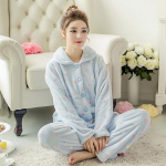 2022. aasta punktprinteriga naiste naiste korallifliisist pidžaamad &ouml;&ouml;riided, pikkade varrukatega kardigan. XXL sinine