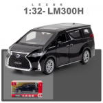 Mudelauto 1/32 skaala Lexus LM300, sulamist tagasit&otilde;mmatav metallist kogutav m&auml;nguauto, valguse ja heliga m&auml;ngus&otilde;idukiuks, mida saab avada 1/32-16x7.5x5.6cm must