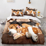 3D Lemmiklooma mustriga voodipesukomplekt Loomade koerte tekikate 2/3 mikrokiust kangast AU/EL/US/UK/DE t&auml;issuuruses pehme kiiresti kuivav kodu&uuml;likond AU Single 140x210cm