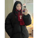 Roheline puuvillase polsterdatud jope Naiste l&uuml;hike uus Korea versioon, paksendatud paar, lahtine puuvillase polsterdatud talveleivajope S must