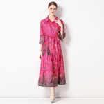 S&uuml;gis br&auml;ndi disainer Runway Letters punane s&auml;rk kleit naiste rev&auml;&auml;ridega varrukas gradient v&auml;rvi lilleprinter pits &uuml;les v&ouml;&ouml; peomantel M punane