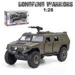 1/28 Scale Dongfeng Warriors Military Diecast sulamist automudel, tagasit&otilde;mmatav m&auml;nguauto koos heli ja valgusega lastele t&auml;iskasvanutele m&otilde;eldud kingituste kollektsioon 1/28-18x9x8.6cm tumeroheline v&auml;rv