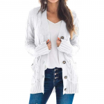 Talvine kardigan pikk sviiter naiste pikkade varrukatega juhtmega džemprid kootud kampsun ees riided lahtised jope topid kampsun pull Femme 22840 5XL valge