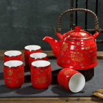 Hiina traditsiooniline pulmakeraamiline teekomplekt Kahekordne kuuma tee tass Kahekordne &otilde;nne teekann Majapidamises kasutatavad joogin&otilde;ud NLSLASI As shown1