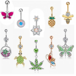 Piercing Jewelry Erksav&auml;rviline liblikas Euroopa ja Ameerika isiksus 316 nabak&uuml;&uuml;nte nabar&otilde;nga komplekt