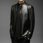 Nahkmantel Meeste S&uuml;gis- ja Talvine Uus Meeste P&uuml;stikrae Pehme Nahkjakk Jakk Jakk Keskealiste Meeste Vaba vabaaja nahktagi M