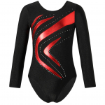 Lastele T&uuml;drukutele Stiilsed Riietus Pikkade Varrukatega L&auml;ikiv Rhinestone Decor Tantsutrikood &Uuml;hes t&uuml;kis v&otilde;imlemisriided 5-6 Years punane