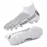 31-48 Laste suured jalgpallijalatsid Meeste k&otilde;rge &uuml;laosaga noorte &otilde;pilaste v&otilde;istlustreeningjalatsid Kunstmurust pikkade k&uuml;&uuml;nte liimiga kingad 31 valge