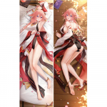 Genshin Impact Dakimakura m&auml;ngutegelane Yae Miko padjap&uuml;&uuml;r kahesuunaline virsikunahast kallistav anime kehapadja kate Otaku kingitused A 50x150cm Peachskin