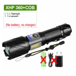 9000LM XHP360 V&otilde;imas taskulamp Suure v&otilde;imsusega taktikaline taskulamp Laetav taskulamp k&auml;silambi LED-latern telkimiseks Without battery must