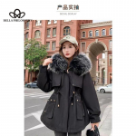 Talv uus mood vabaaja soe &uuml;hev&auml;rviline mantel Riided Rex K&uuml;&uuml;liku karusnahk Eemaldatav vooder Rebane karusnahast krae Keskmise pikkusega mantel M must