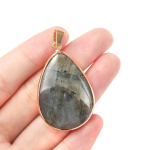 1 tk labradoriit tilgakujuline vasest &auml;&auml;ristusega ripats, naiste meeste amuletid ehete valmistamiseks DIY kaelakee tarvikud 26x36mm 26x36mm