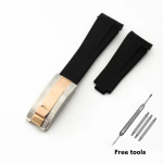 20 mm 21 mm esmaklassiline silikoonrihm Rolexi allveelaeva jaoks DAYTONA GMT Yacht-Master seeria tarvikud Asenduskella k&auml;ev&otilde;ru Black-R-2 20mm no logo