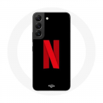 Samsung Galaxy S22 Netflixi logo &uuml;mbris punasel mustal taustal