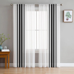 Farmhouse Stripes Must-valged l&auml;bipaistvad kardinad elutuppa magamistoa t&uuml;llist aknakatted k&ouml;&ouml;gi kaunistamiseks 135W x 114H(cm)
