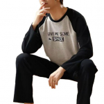 2tk/komplekt Meeste pidžaamakomplekt Kevads&uuml;gisene O-kaelusega pikkade varrukatega ruuduline kirjatr&uuml;kiga topid Elastne v&ouml;&ouml;koht pikad p&uuml;ksid, meeste magamisriided, kodukandmine L