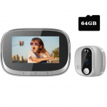 4,3-tollise LCD-ekraaniga digitaalne uksevaatur 720P IR &ouml;&ouml;vaatlus uksekellakaamera piiluauk W2 h&otilde;be