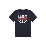 Nike USA Korvpall Dri-Fit Tr&uuml;kitud Logo &Uuml;mmarguse Kaelusega T-s&auml;rk Meeste Topid Tumesinine CT8783-451 M