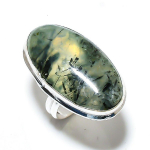 Natural Prehnite Gemstone Handmade 925 Sterling Silver Jewelry Ring Size 7 k3l59
