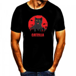 Cat Zilla Godzilla Cat Print Unisex T-s&auml;rk S
