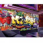Graffiti tapeet Kirjad Graffiti 3D seinamaaling riba Ktv taustapilt Elutoa magamistoa tapeet 200 cm(W) x 140 cm(H)