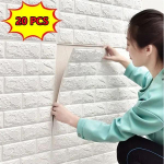 3D isekleepuv tapeet pidev veekindel telliskiviseina kleebised elutuba magamistuba lastetuba kodukaunistus 20pcs-35x38.5cm valge