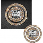 Bling Car Push Start Button Sticker, Sparkling Rhinestones Fully Protect Button Decorative Cover, Anti-Scratch Key Ignition & Knob Bling Ring, oranž