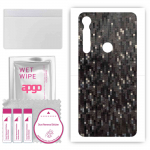 apgo Protective Skin Sticker for the back compatible with Motorola One Macro, Wrap Film, Foil, Vinyl - Pattern Carbon Black Pixel